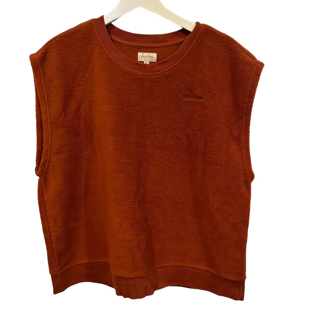 Brixton‎ orange fleece crew vest mens size XL